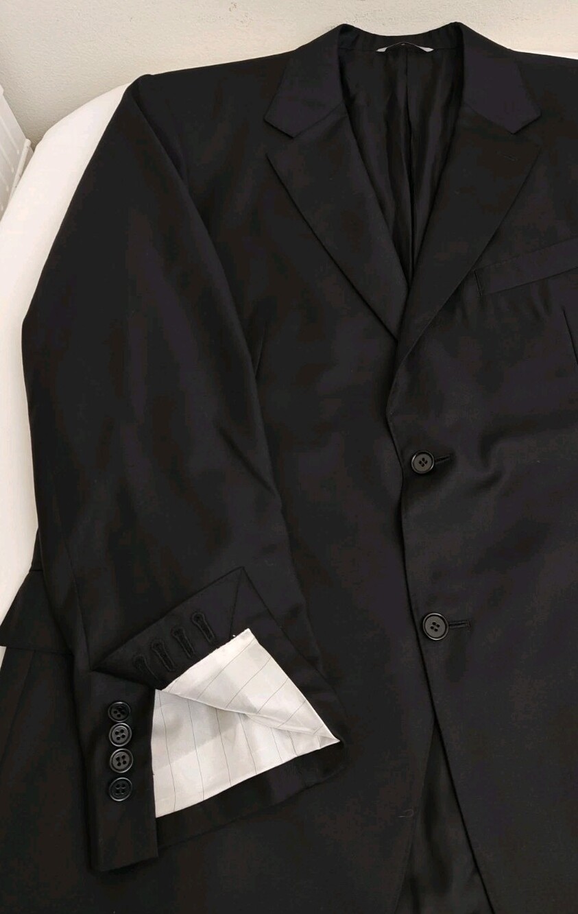 Canali Mens Black 2 Button Wool Surgeon Cuff Formal Sport Coat Size 46R
